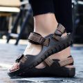 Fashion Shoes Men Black Sandals For Men Mesh Breathable Beach Shoes Flat Sandals Soft Sole Summer Sandals. 