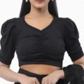 Women's Cotton Crop Tops Blouse Short Sleeve Casual Loose Fit T-Shirt. 