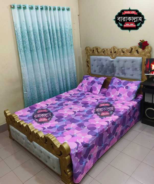 double%20King%20Size%20Bed%20Sheet%20Set%20with%20Pillow%20Cover%20Chador%20set%207.5%C3%978.25%20feet%20Full%20Cotton%20Fabric%20-%20Image%202