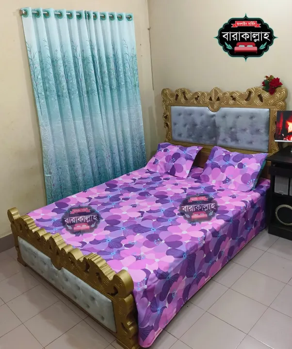 double%20King%20Size%20Bed%20Sheet%20Set%20with%20Pillow%20Cover%20Chador%20set%207.5%C3%978.25%20feet%20Full%20Cotton%20Fabric%20-%20Image%202