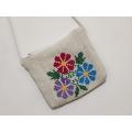 Cross Stitch Design Hand Bag. Jute Fabric/Hessian Gorgeous Floral Design Side Bag - Bag. 