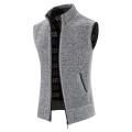 Knitted Cardigan Vest Ribbed Hem Elastic Warm Men Solid Color Thickened Casual Knitwear Waistcoat Male Outerwear Streetwear.