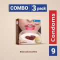 Sensation | Dotted Coffee Condom For Men | Combo Pack | 3 Packs - 3x3=9pcs. 