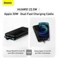 Baseus PPJP311 10000mAh Power Bank 22.5W Smart LED Digital Display with Attached 22.5W Type-C and 20W Lightning Cable 17mm Ultra Thin Powerbank. 