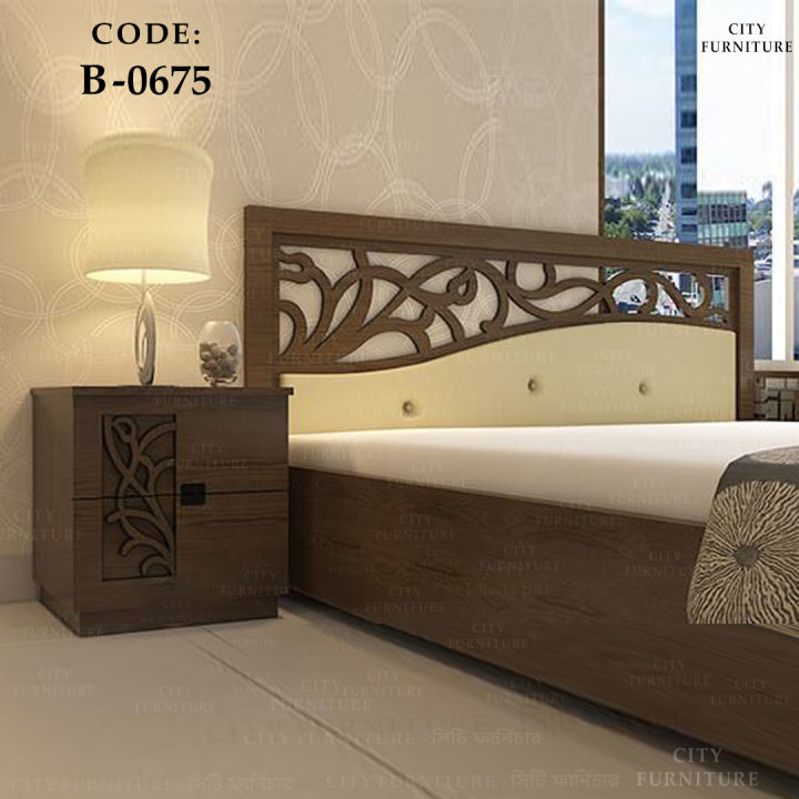 B-0675%20HATIL%20Style%20KING%206/7feet%20Full%20Box%20Leather%20Bed%20with%20Bedside%20Table%20(Standard%20Finishing)%20-%20Image%202
