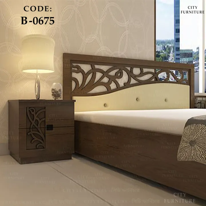 B-0675%20HATIL%20Style%20KING%206/7feet%20Full%20Box%20Leather%20Bed%20with%20Bedside%20Table%20(Standard%20Finishing)%20-%20Image%202