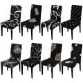 Black Color Chair Cover Stretch Universal Dining Seat Covers Printed Chair Covers For Kitchen Living Room Santa Home Decoration. 