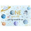 Mocsicka First Trip Around the Sun Baby 1st Birthday Backdrop Space Astronaut Theme One Cake Smash Party Decor Background Banner.