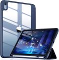 EVO Crystal Folio Case for iPad (A16) 11th/10th Generation (2025/2022) [Auto Sleep/Wake Cover] [Pencil Holder] [Soft Flexible Case] Rugged Series for Apple iPad 10th/11th Gen Multi Folding Style Transparent Back Cover. 