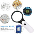 3LED Light 45X Handheld Magnifier Reading Magnifying Glass Lens Jewelry Loupe. 