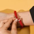 Simple Red Braided Bracelet Girl Lucky Hand Buckle String Bracelet Couple Bracelet Ornament Accessories. 