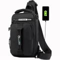 SUUTOOP Men Multifunction USB Shoulder Bag Crossbody Cross Body Sling Chest Bags Waterproof Travel Pack Messenger Pack For Male. 
