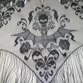 Halloween Haunted House Lace Curtains Tassel Valance Skull Bat Tulle Topper Shawl Halloween Haunted House Party Curtains Fabric.