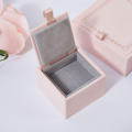 Flocked Jewelry Box Pink Retro Wooden Ring Storage High-End Necklace Case for Travel Home Gift Women Display.