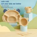 【NEW】 Qshare 6-Piece Baby Crab Tableware Kids Divided Household Dinner Plate Children Anti-Tumble 2-Ears Feeding Bowl Spoons Baby Dish. 