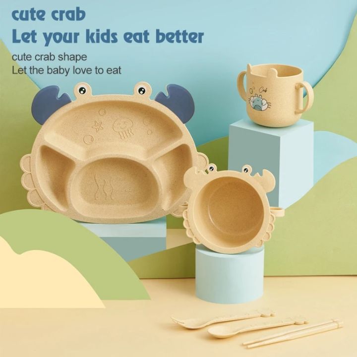 %E3%80%90NEW%E3%80%91%20Qshare%206-Piece%20Baby%20Crab%20Tableware%20Kids%20Divided%20Household%20Dinner%20Plate%20Children%20Anti-Tumble%202-Ears%20Feeding%20Bowl%20Spoons%20Baby%20Dish%20-%20Image%202