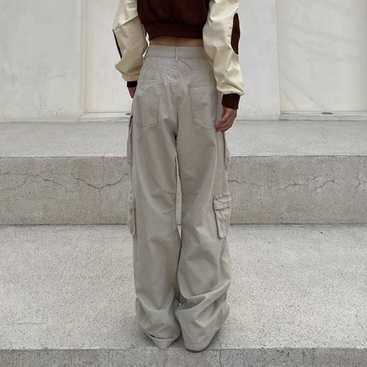 Pocket%20Solid%20Color%20Cargo%20Pants%20Women's%20Y2K%20Street%20Retro%20Loose%20Wide-Leg%20Overalls%20Couple%20Casual%20Joker%20Mopping%20Jeans%20Pants%20Women%20-%20Image%203