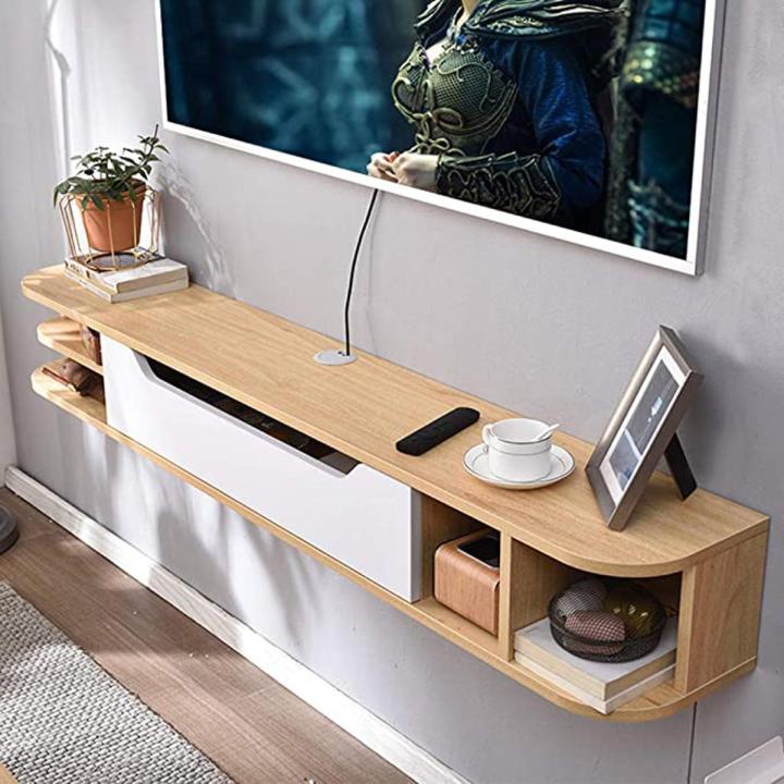 Wall Mounted TV Cabinet Floating Shelf Wall Shelf Goods Rack TV Set top Box Router Photo Toy Storage Shelf Open Shelves Audio Video Shelving TV Stands Bookshelf Daraz .bd