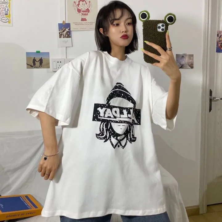 Short%20Sleeve%20T%20Women's%20T-shirt%202020%20Spring%20and%20Summer%20New%20Clothes%20Students%20Korean%20Style%20Loose%20ins%20Style%20Printed%20Mid-Length%20Top%20-%20Image%208