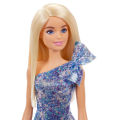 Barbie Doll, Wearing Shimmery Blue Dress, Silvery Shoes & Silvery Bracelet. 