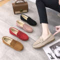 2022 Winter Bean Flat Cow Tendon Soft Bottom Plush Cotton Pregnant Women Lazy Mom Shoes.