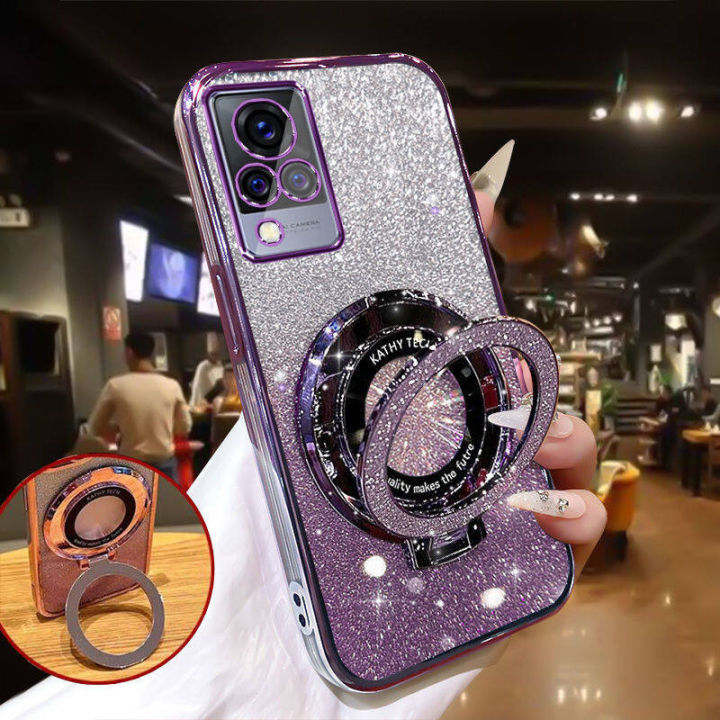 Phone%20case%20For%20Vivo%20V21%20/%20Vivo%20V21e%204G%20/%20V20%20SE%20/%20Vivo%20Y73%20Back%20cover%20with%20Stand%20Holder%20Luxury%20Shiny%20Gradient%20Plating%20Glitter%20Girls%20Slim%20Phone%20Case%20Clear%20Soft%20Silicone%20Protective%20Cases%20Pouch%20Women%20-%20Image%202