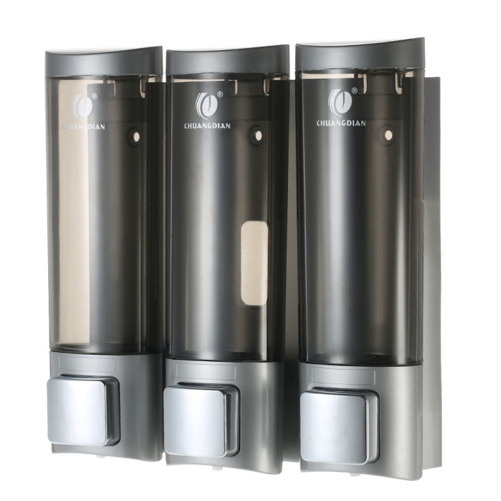 CHUANGDIAN%20Manual%20Soap%20Dispensers%20with%20Double%20Sided%20Foam%20Tape%20Wall-mounted%20Three%20Chamber%20Shampoo%20Box%20Shampoo%20Shower%20Gel%20Liquid%20Soap%20Dispensers%20Rest%20Room%20Washroom%20Toilet%20Soap%20Dispenser%20&%20Holder%20200ml*3%20-%20Image%204