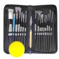 Giorgius 19 Pcs Artist Paint Brush Set with Zipper Carrying Case Mixing Scarper, Sponge and Pencil for Acrylic, Oil, Watercolor and Gouache Painting.