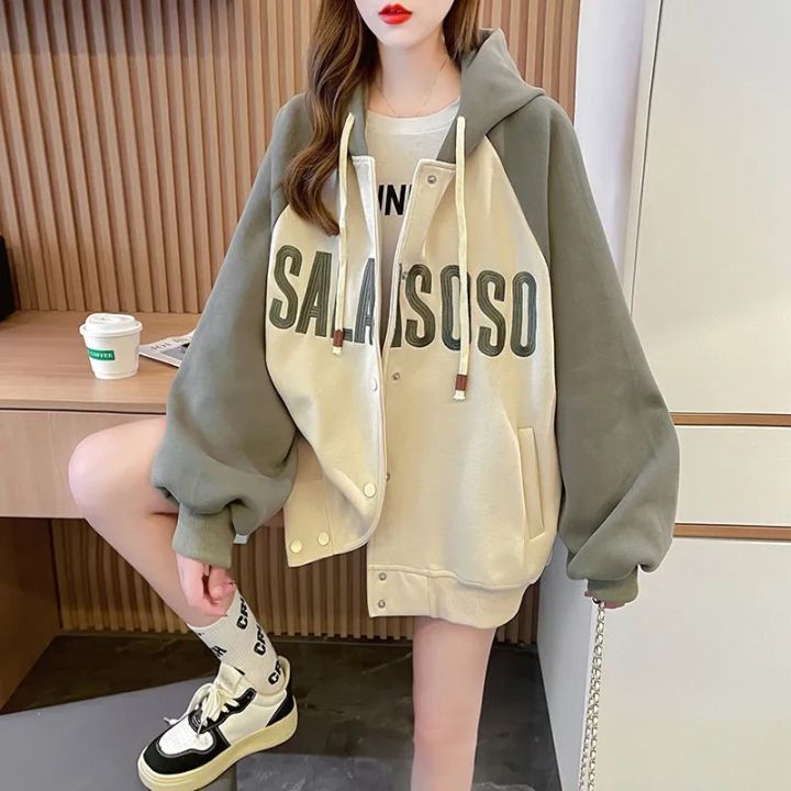 Korean style new loose cotton long-sleeved hoodie jacket
