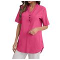Light and Airy: Solid Color Short-Sleeved V-Neck Tops for Women. 