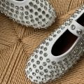 Rhinestone Flat Mary Jane Shoes Luxury Designer Mule Shoes Pumps Women Black Fashion Casual Round Head Rivet Flat Shoes Women House Foocus.