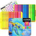 KALOUR 50 Neon Colored Pencils for Adult Coloring Books, Fluorescent colored Professional Drawing pencils Set Art Supplies Kit for Adults Beginners Artists, Soft Core. 