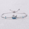 Swarovski Gradient Black Blue Swan Bracelet Women's Swarovski Elements Crystal Blue Swan Pull Shrink Bracelet.
