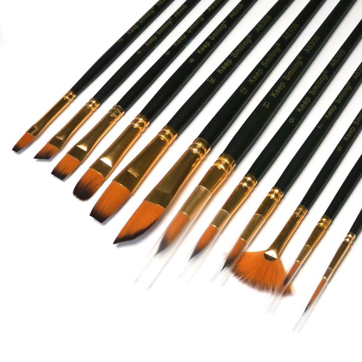 New%2012-Piece%20Black%20Nylon%20Artist%20Brush%20Set%20for%20Watercolor,%20Acrylic,%20and%20Oil%20Painting%20-%20High-Quality%20Painting%20Tools%20-%20Image%204