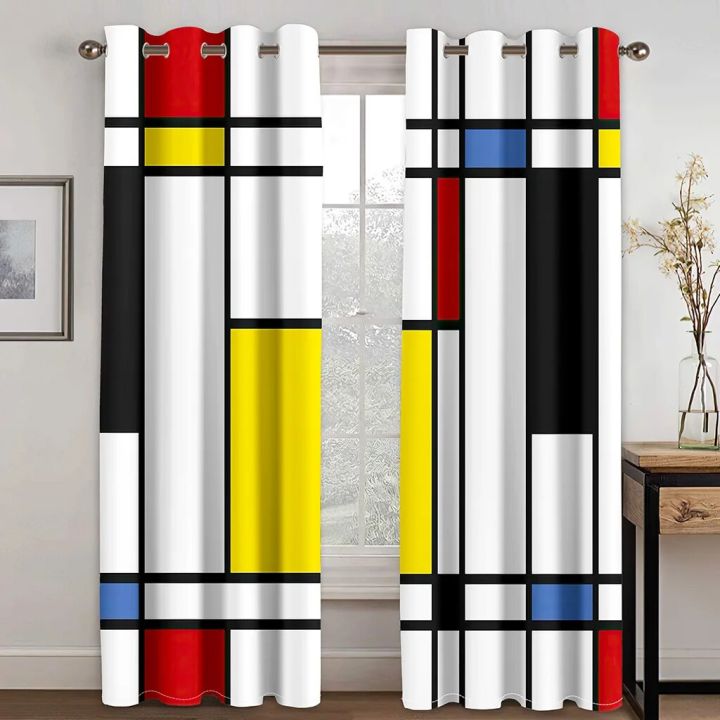 270*240%20Cheap%20Abstract%20Geometric%20Black%20Red%20Modern%20Thin%20Two%20Windows%20Curtains%20for%20Living%20Room%20Bedroom%20Decor%202%20Pieces%20-%20Image%205