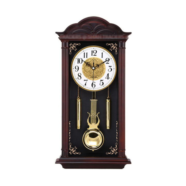 Luxury Imitation Wood Grain Retro Silent Swing Wall Clocks Large Pendulum Wall Clocks Living Room Reloj De Pared Modern Design