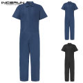 INCERUN Men's Full Zip Romper Bodysuit Jumpsuit Playsuit Trousers Pants. 