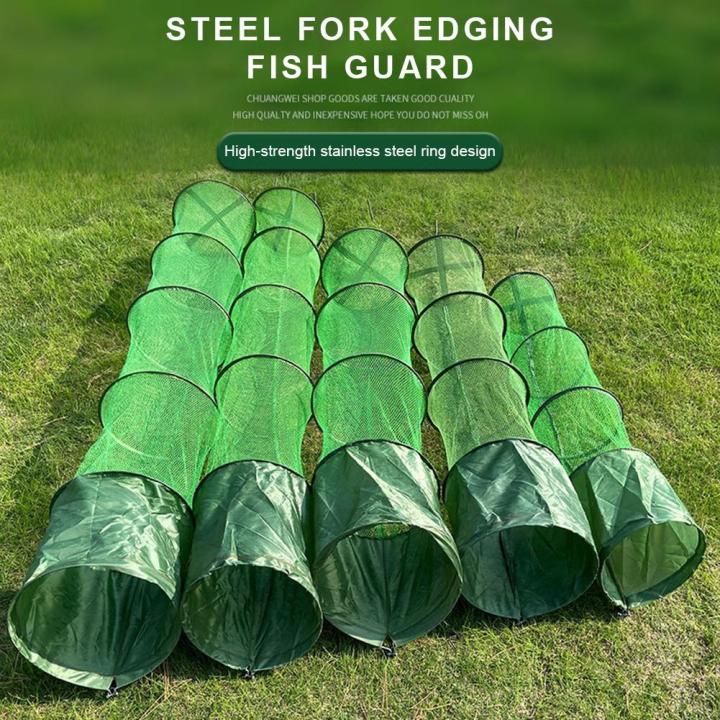 Fishing Net Basket Waterproof Gluing Coating Portable Folding Fishing Casting Trap Dip Net SUS Ring Cage Fishing Tackle