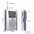 BC-R60 Portable Pocket Radio Telescopic Antenna Mini AM/FM 2-Band Radio World Receiver with Speaker. 
