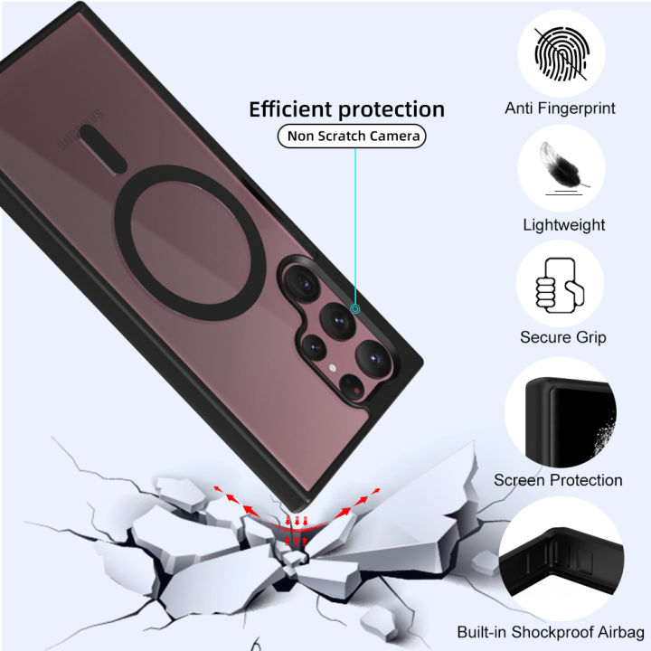For%20Samsung%20Galaxy%20S22%20Ultra%205G%20Mobile%20Cover%20MagSafe%20Compatible%20Shockproof%20Transparent%20Slim%20Fit%20Wireless%20Charging%20supported%20Frosted%20Border%20Phone%20Back%20Case%20Mobile%20Cover%20-%20Image%206