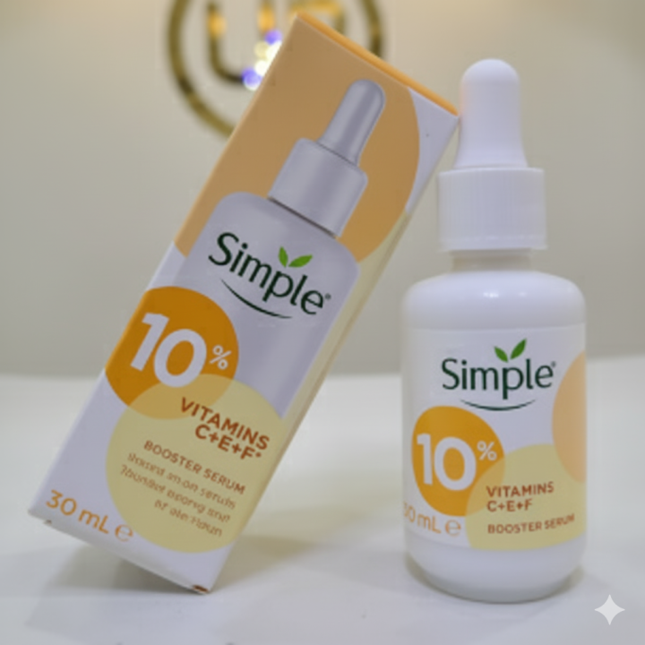Simple Serum With 10% Vitamin C+E+F 30ml | For Youthful Glowing Skin & Instant Visible Results | For All Skin Types