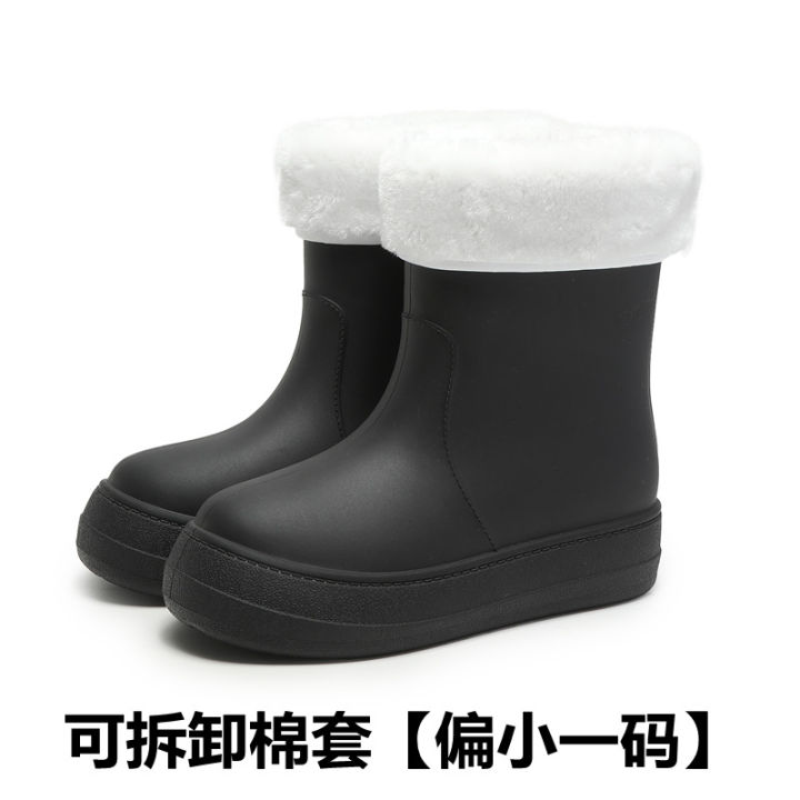 New%20fashion%20women's%20rain%20boots%20medium%20and%20low%20waterproof%20anti-slip%20rain%20boots%20winter%20velvet%20detachable%20water%20shoes%20soft%20sole%20rubber%20shoe%20cover%20-%20Image%206