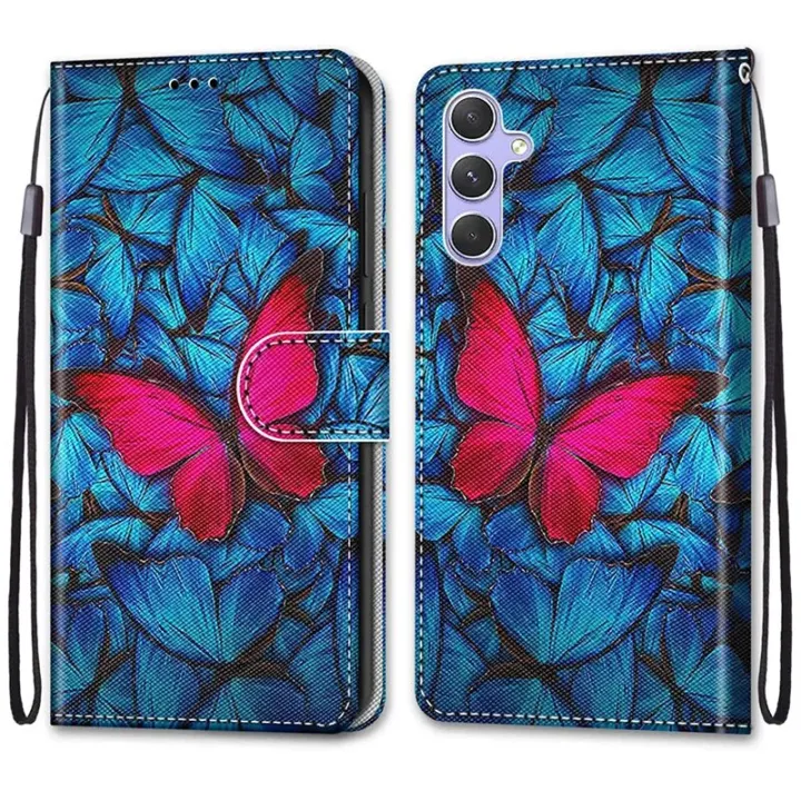 Leather%20Magnetic%20Case%20For%20Samsung%20Galaxy%20A25%20A24%20A14%204G%20A34%20A54%205G%20SM-A256B%20A245F%20Phone%20Cover%20Flip%20Wallet%20Painted%20Funda%20Etui%20-%20Image%203
