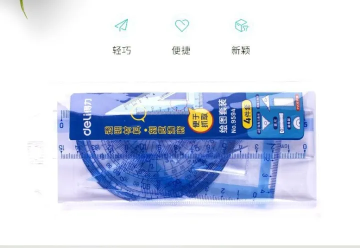 Deli%209594%20Students%20Ruler%20Sets%20Included%2015cm%20Ruler%20+%2045-Degree%20Triangle%20Ruler%20+%2060-Degree%20Triangle%20Ruler%20+%20Protractor%20-%20Image%205