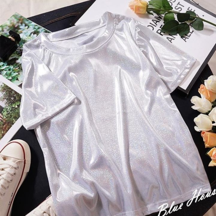 S-6XL%20Womens%20Sparkly%20Shiny%20Metallic%20Holographic%20Round%20Neck%20Short%20Sleeve%20Casual%20Loose%20Top%20Festival%20Party%20Tee%20Shirt%20Female%20Clothes%20-%20Image%207