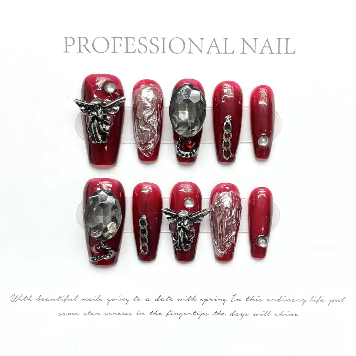 Angel%20Wings%20Punk%20Y2K%20Handmade%20Nails%20Professional%20Wearable%20Advanced%20Press%20On%20Nails%20Designed%20Almond%20Pointed%20Nail%20Art%20With%20Glue%20-%20Image%203