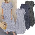 Fashion Summer Printed Dress Women's Sundress ZANZEA 2021 Short Sleeve Tunic Maxi Vestidos Female Casual Polka Dot Robe Oversize. 