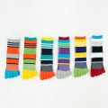 Organic Cotton Five Finger Short Socks Bright Color Stripe Street Fashion Young Casual Harajuku Happy Funny Socks With Toes.