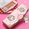 Stationery Holder Pencil Sharpener Pen Case Press Type Creative Astronaut Pattern 2 Tier Multifunctional Stationery Box Tidy.