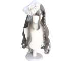 Wig Full Head White Natural Slight Long Curly Big Wave Air Bang Grandma Grey Soft Girl Fake Hair.
